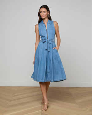 KIERAN BELTED SHIRT DRESS / ORACLE