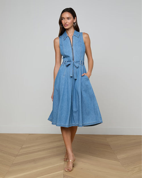 KIERAN BELTED SHIRT DRESS / ORACLE