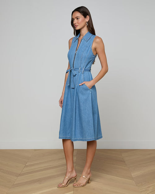 KIERAN BELTED SHIRT DRESS / ORACLE