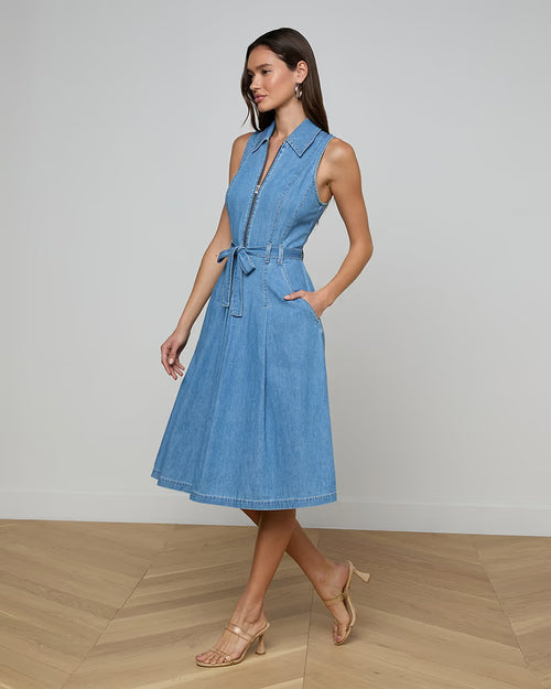 KIERAN BELTED SHIRT DRESS / ORACLE
