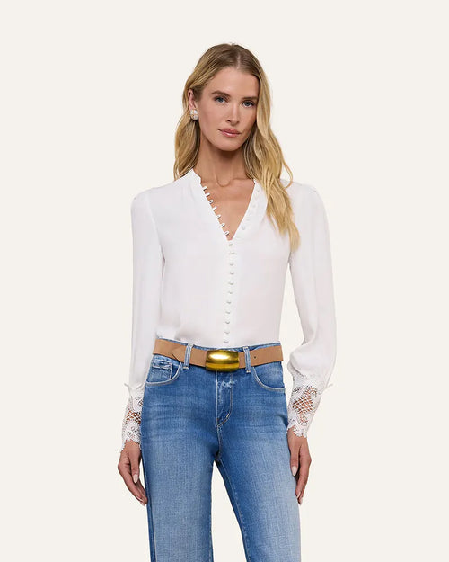 AVA LACE CUFF BLOUSE / IVORY