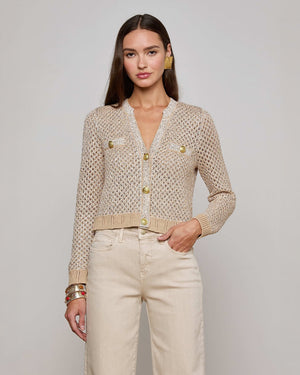 BLANCA SEQUIN CARDIGAN / NATURAL / GOLD
