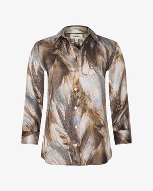 DANI BLOUSE / NEUTRAL MIX FEATHER PRINT