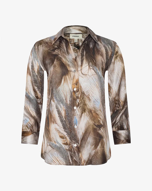 DANI BLOUSE / NEUTRAL MIX FEATHER PRINT