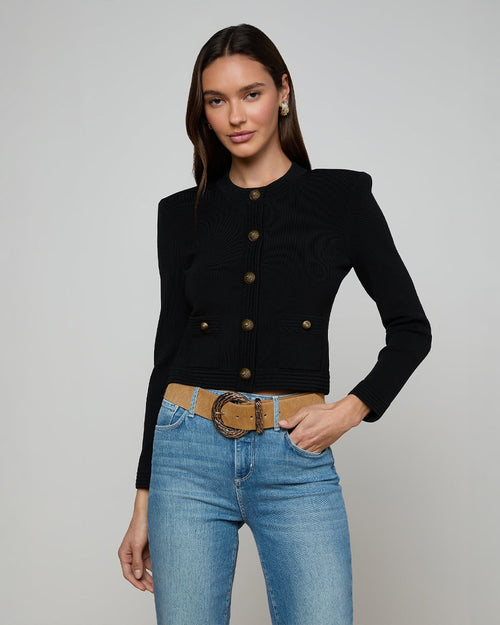 PATSY CREW CARDI / BLACK/GOLD
