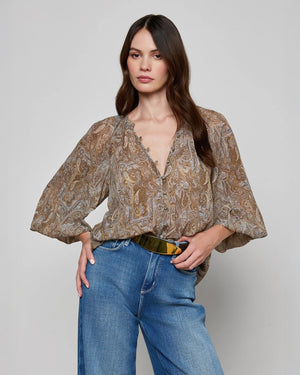 TEAGAN BLOUSE / NEUTRAL BLUE DITSY PAISLEY