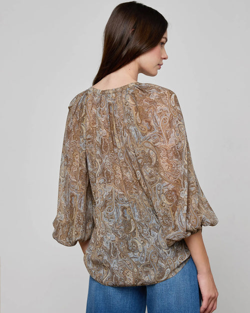 TEAGAN BLOUSE / NEUTRAL BLUE DITSY PAISLEY