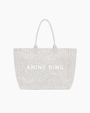 LEO CANVAS TOTE / WASHED WHITE LEOPARD