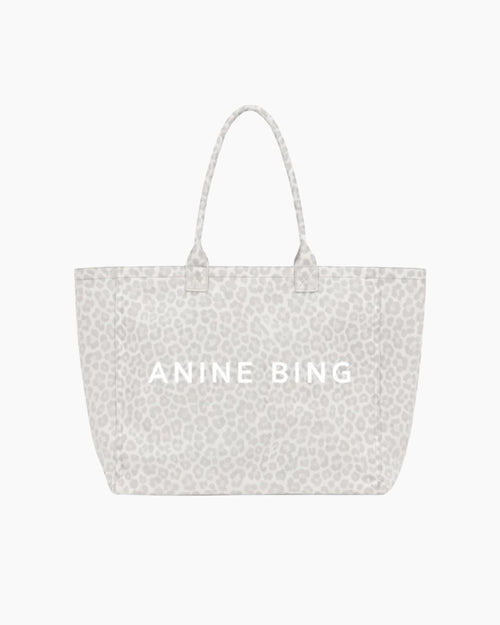 LEO CANVAS TOTE / WASHED WHITE LEOPARD