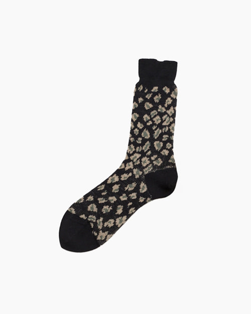 LEOPARD KNITTED SOCKS / BLACK
