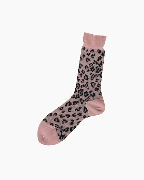 LEOPARD KNITTED SOCKS / PINK