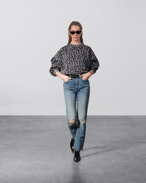 MILES SWEATSHIRT / GREY LEOPARD
