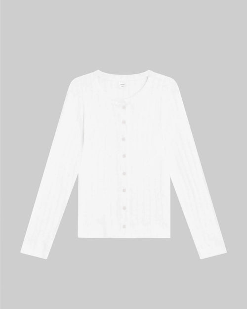 POINTELLE CLASSIC CREW CARDIGAN / WHITE