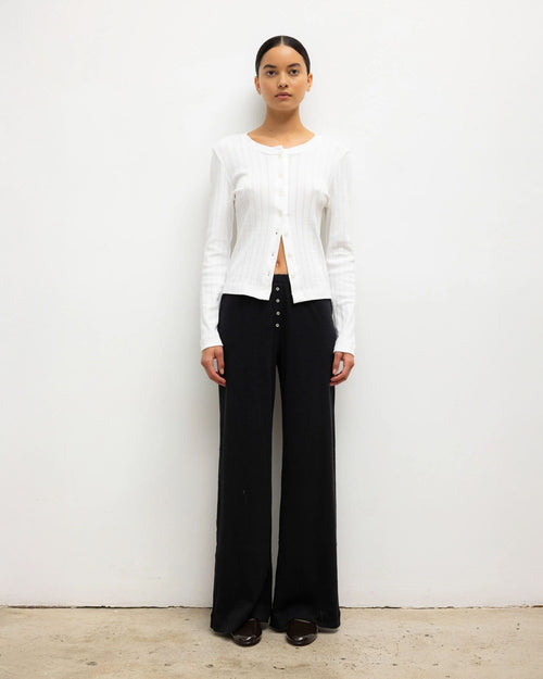 POINTELLE CLASSIC CREW CARDIGAN / WHITE