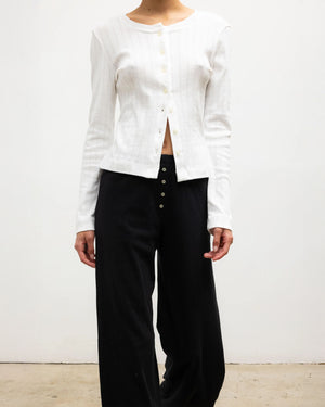 POINTELLE CLASSIC CREW CARDIGAN / WHITE