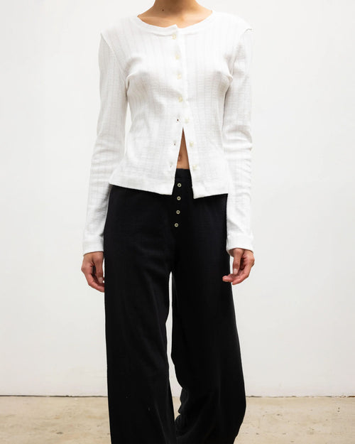 POINTELLE CLASSIC CREW CARDIGAN / WHITE