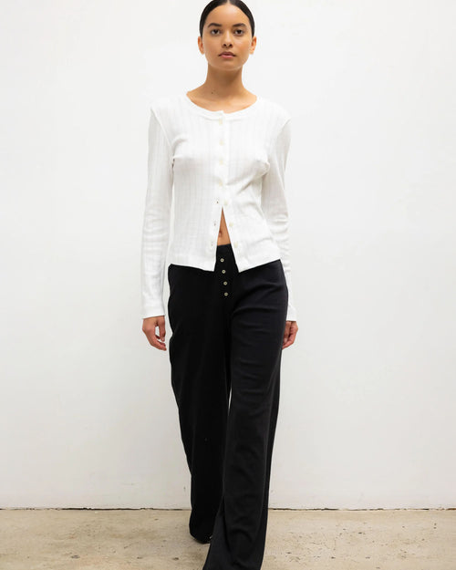 POINTELLE CLASSIC CREW CARDIGAN / WHITE