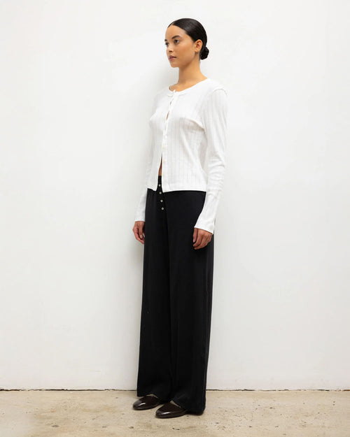 POINTELLE CLASSIC CREW CARDIGAN / WHITE