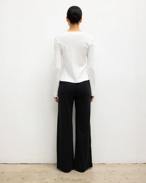 POINTELLE CLASSIC CREW CARDIGAN / WHITE