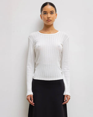 POINTELLE SLIM FIT LONG SLEEVE / WHITE