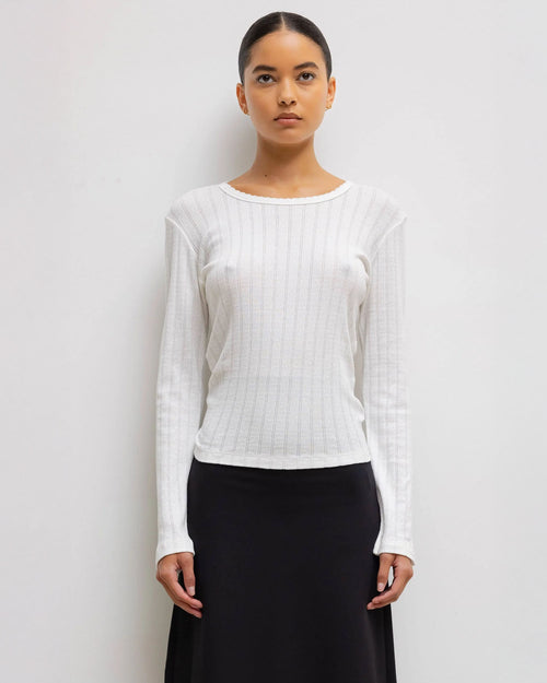 POINTELLE SLIM FIT LONG SLEEVE / WHITE