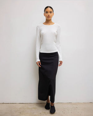 POINTELLE SLIM FIT LONG SLEEVE / WHITE