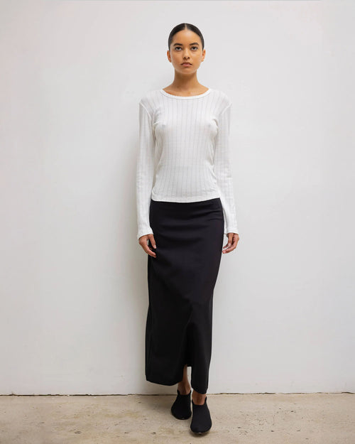 POINTELLE SLIM FIT LONG SLEEVE / WHITE