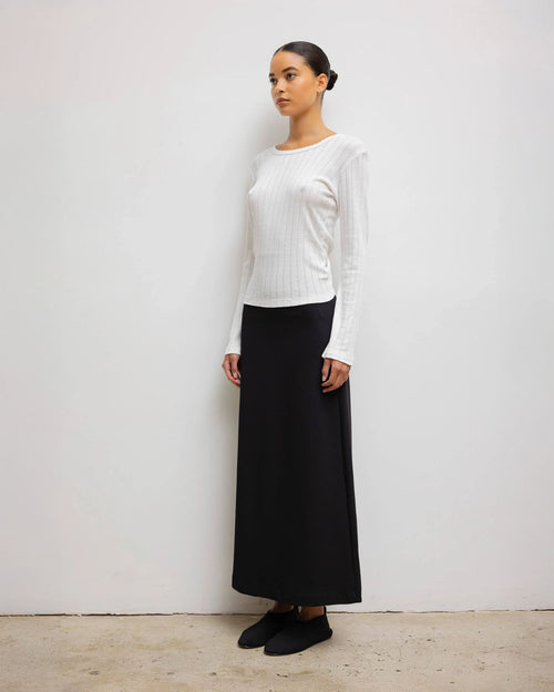 POINTELLE SLIM FIT LONG SLEEVE / WHITE