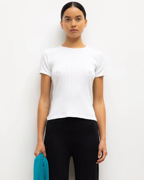 POINTELLE SLIM FIT TEE / WHITE
