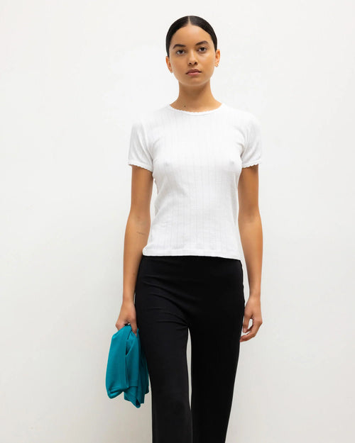 POINTELLE SLIM FIT TEE / WHITE
