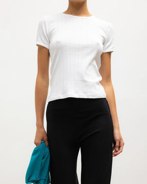POINTELLE SLIM FIT TEE / WHITE