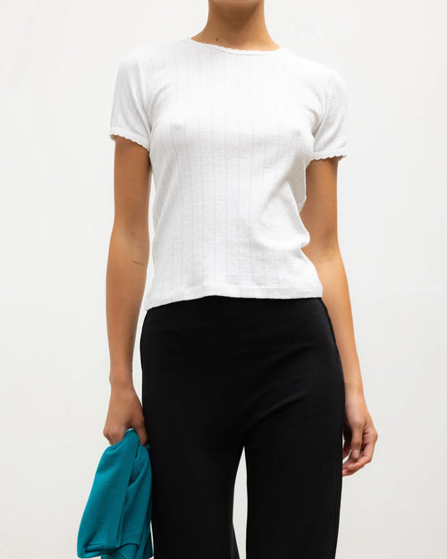 POINTELLE SLIM FIT TEE / WHITE