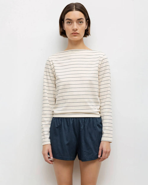 MARGO L/S STRIPE BOATNECK / NATURAL MIDNIGHT STRIPE