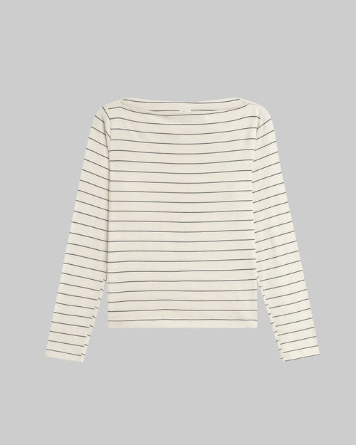 MARGO L/S STRIPE BOATNECK / NATURAL MIDNIGHT STRIPE