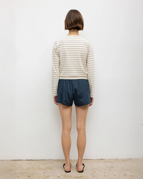 MARGO L/S STRIPE BOATNECK / NATURAL MIDNIGHT STRIPE