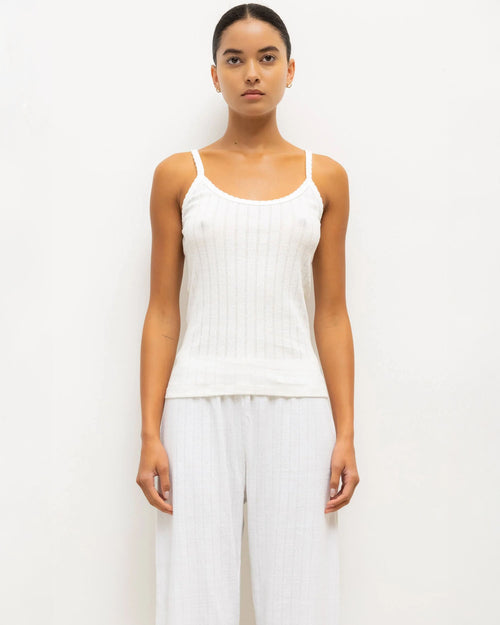 POINTELLE TANK / WHITE