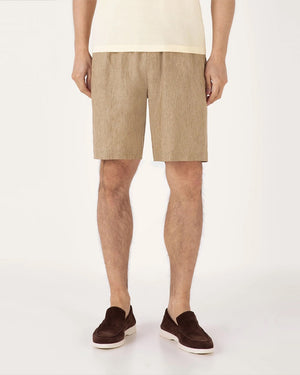 LINEN DRAWSTRING SHORT / DUNE MELANGE