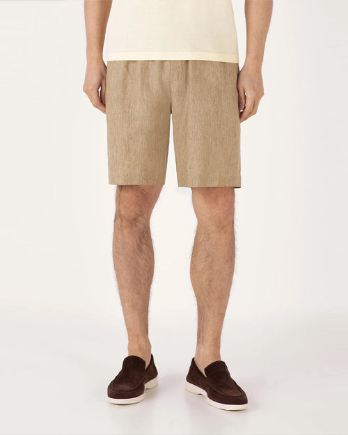 LINEN DRAWSTRING SHORT / DUNE MELANGE