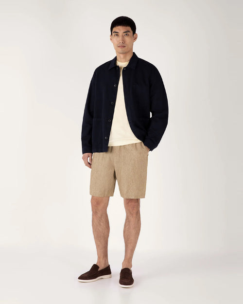 LINEN DRAWSTRING SHORT / DUNE MELANGE