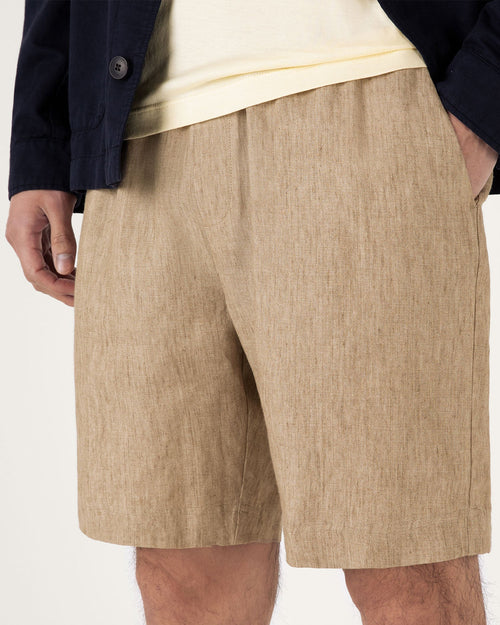 LINEN DRAWSTRING SHORT / DUNE MELANGE
