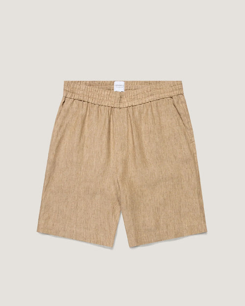 LINEN DRAWSTRING SHORT / DUNE MELANGE