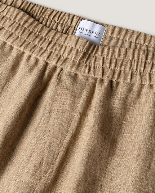 LINEN DRAWSTRING SHORT / DUNE MELANGE
