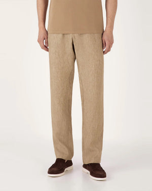 LINEN DRAWSTRING TROUSER / DUNE MELANGE