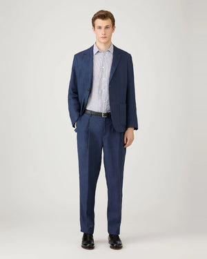 LINEN SHIRT / WHITE NAVY LINEN STRIPE