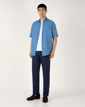 LINEN S/S SHIRT / COOL BLUE