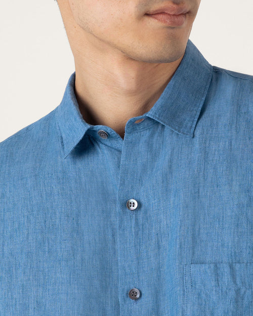 LINEN S/S SHIRT / COOL BLUE