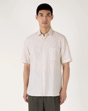 S/S VINTAGE STRIPE SHIRT / VINTAGE BLUE ECRU PINSTRIPE