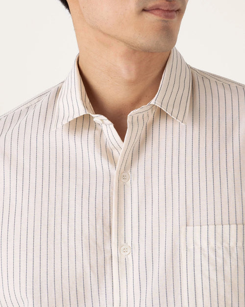 S/S VINTAGE STRIPE SHIRT / VINTAGE BLUE ECRU PINSTRIPE