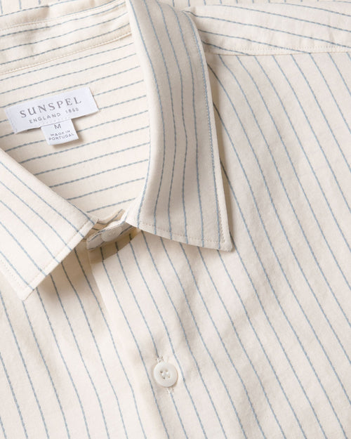 S/S VINTAGE STRIPE SHIRT / VINTAGE BLUE ECRU PINSTRIPE