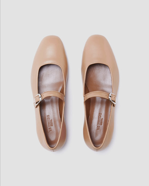 MARY JANE LEATHER FLATS / FAWN